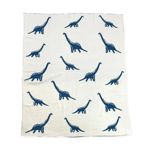 The Baby Blanket Store Crib Blanket 30" x 42" One Size Dinosaur Reversible Bi-Color | Organic Cotton Jacquard Knit Baby Blanket