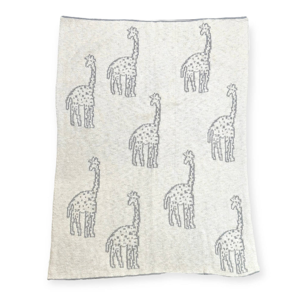 The Baby Blanket Store Crib Blanket 30" x 42" One Size Giraffe REVERSIBLE |  Organic Cotton Jacquard Knit Baby Blanket