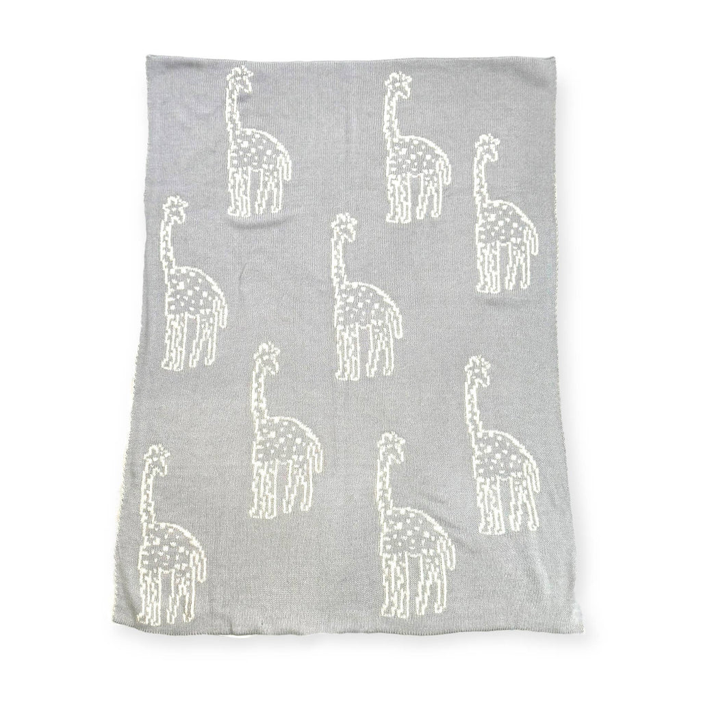 The Baby Blanket Store Crib Blanket 30" x 42" One Size Giraffe REVERSIBLE |  Organic Cotton Jacquard Knit Baby Blanket