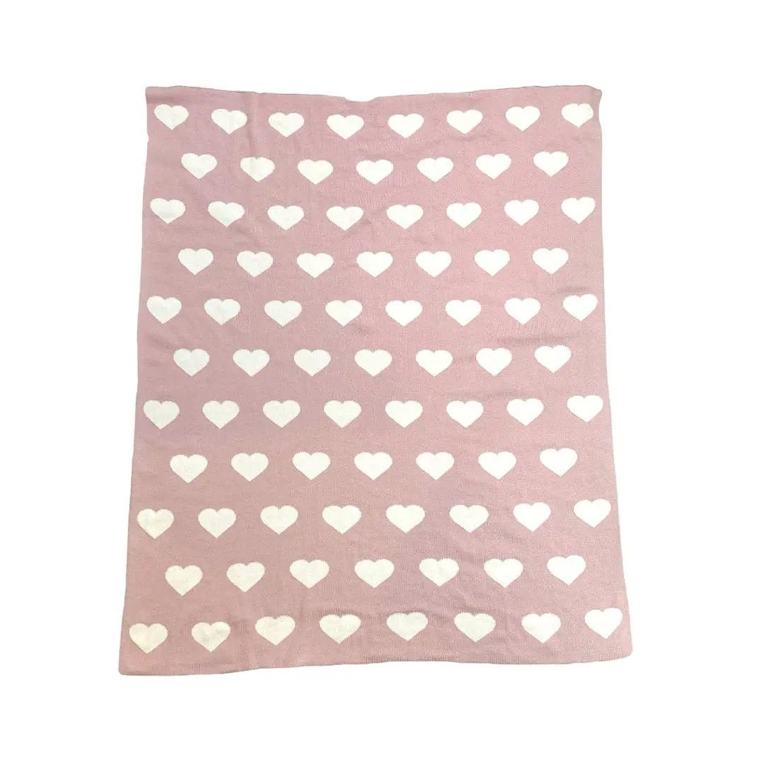 The Baby Blanket Store Crib Blanket 30" x 42" One Size Hearts Reversible Bi-Color | Organic Cotton Jacquard Knit Baby Blanket