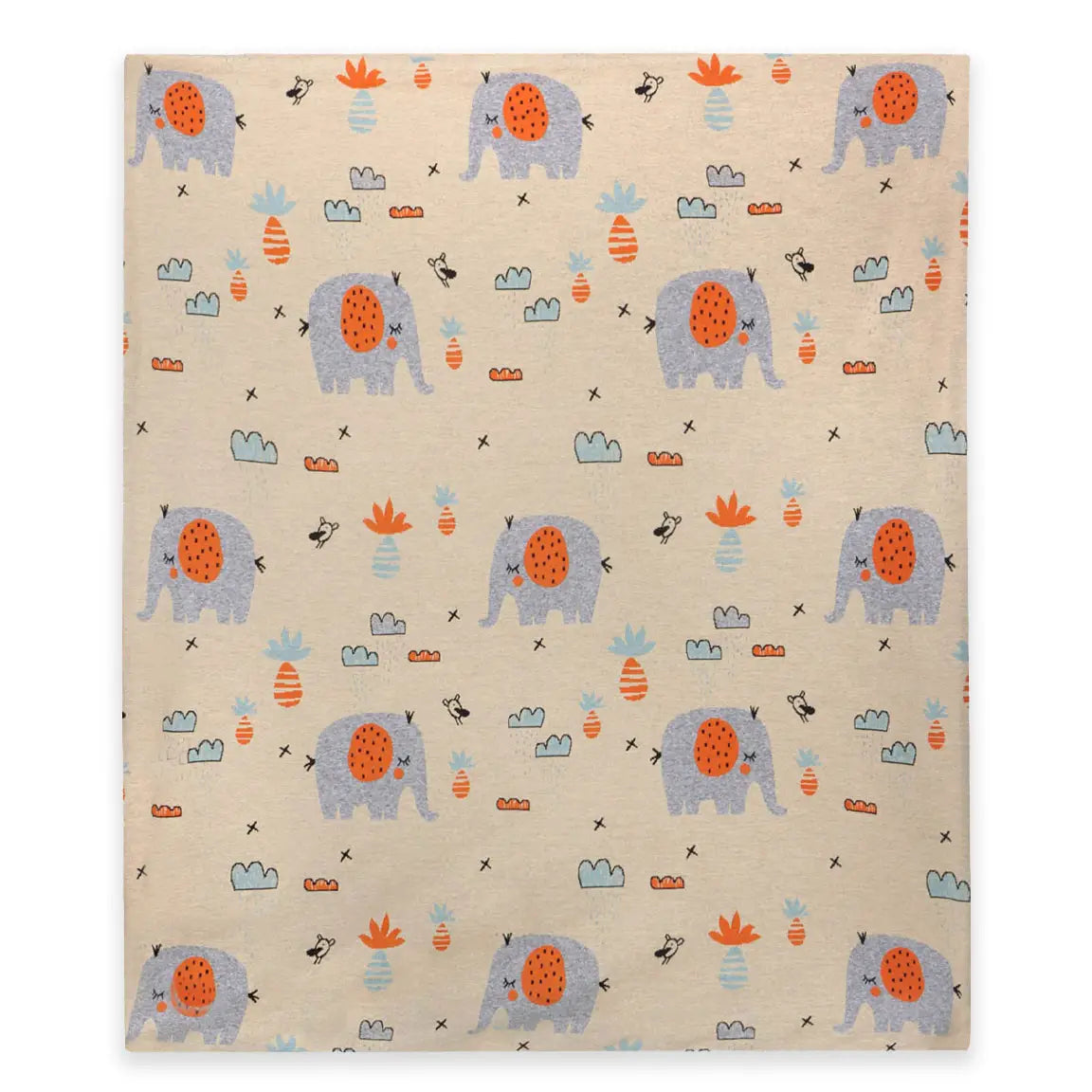 The Baby Blanket Store Crib Blanket 30" x 42" Sandy Beige / One Size Elephant Safari | Organic Cotton Sherpa Jacquard Knit Baby Blanket