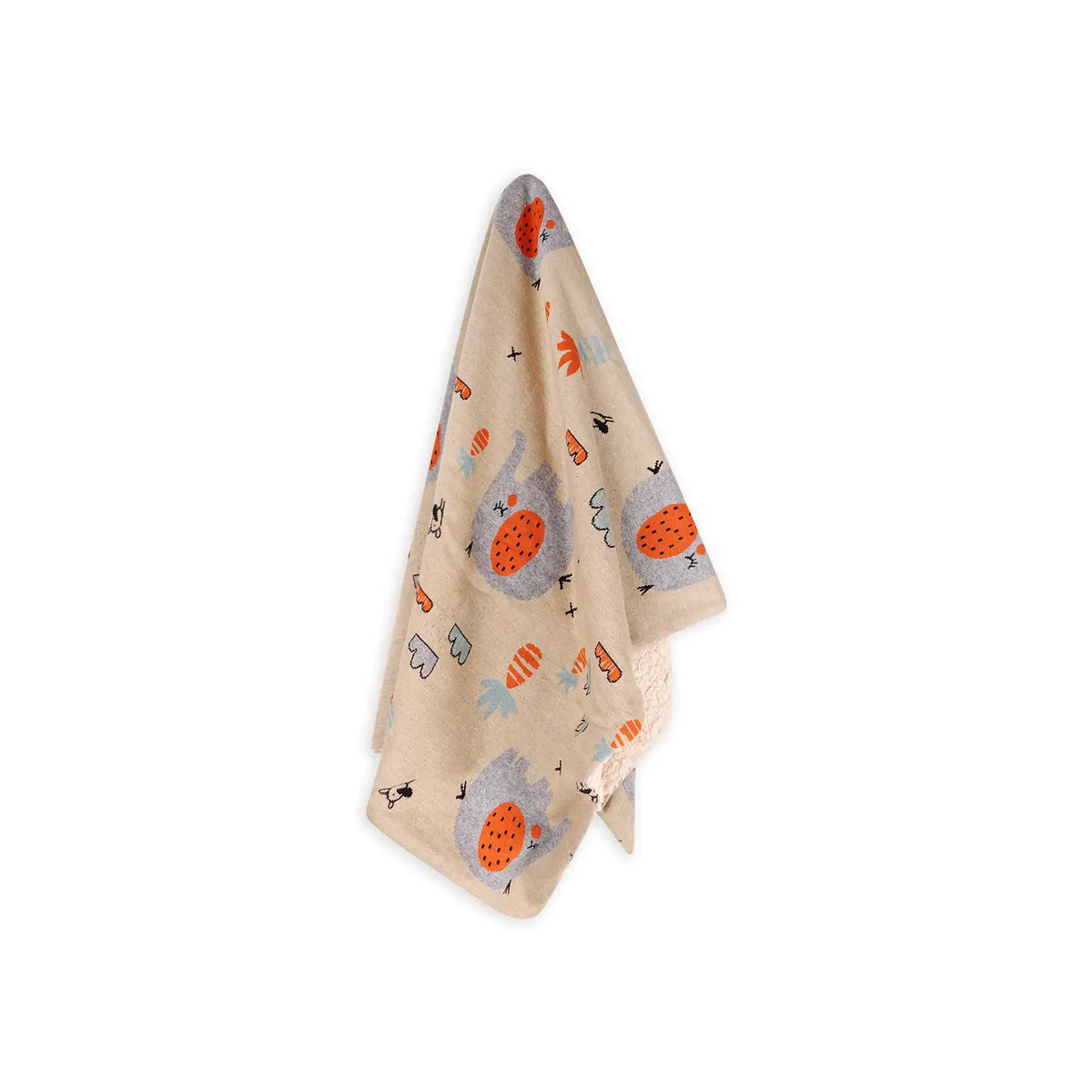 The Baby Blanket Store Crib Blanket 30" x 42" Sandy Beige / One Size Elephant Safari | Organic Cotton Sherpa Jacquard Knit Baby Blanket