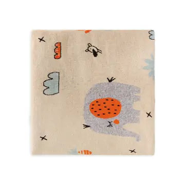 The Baby Blanket Store Crib Blanket 30" x 42" Sandy Beige / One Size Elephant Safari | Organic Cotton Sherpa Jacquard Knit Baby Blanket