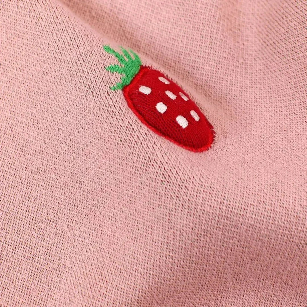 The Baby Blanket Store Crib Blanket 30" x 42" Strawberry 3D Baby Blanket & Strawberry Stuffed Toy with Gentle Rattle Bundle | Organic Cotton