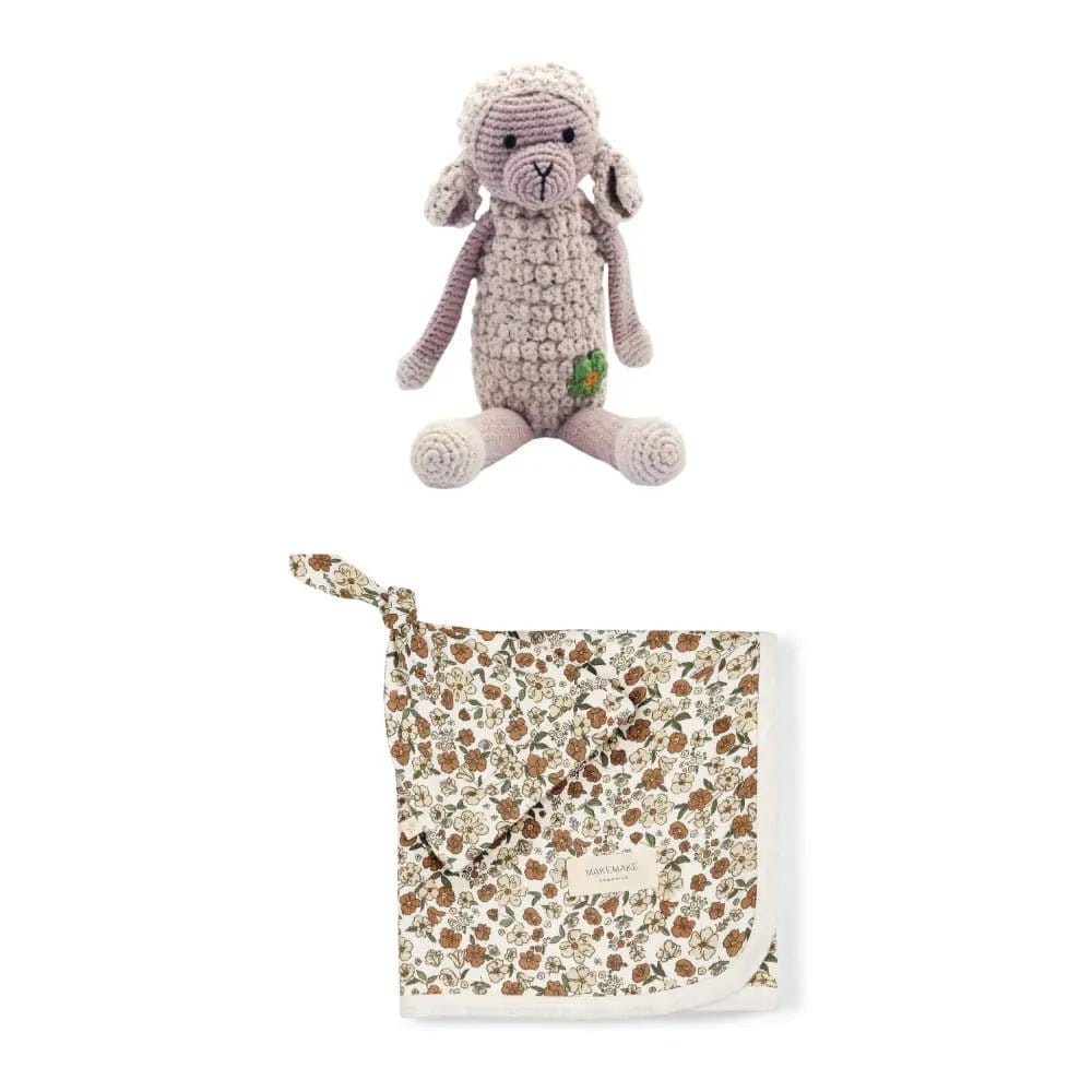 The Baby Blanket Store Bundle Daffodil Swaddle Blanket, Hat & Lamb Plush Bundle | Organic Cotton
