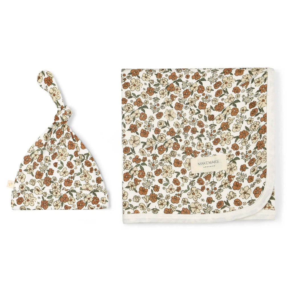 The Baby Blanket Store Bundle Daffodil Swaddle Blanket, Hat & Lamb Plush Bundle | Organic Cotton