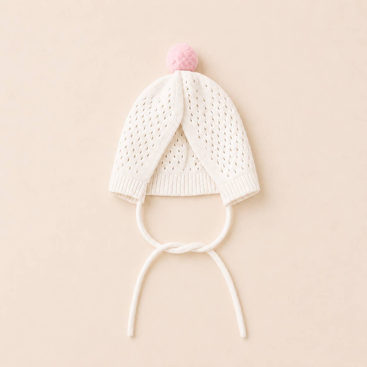 Viverano Organics Dove White / One Size Pink Rose Pointelle Knit Baby Blanket, Bonnet & Booties Set