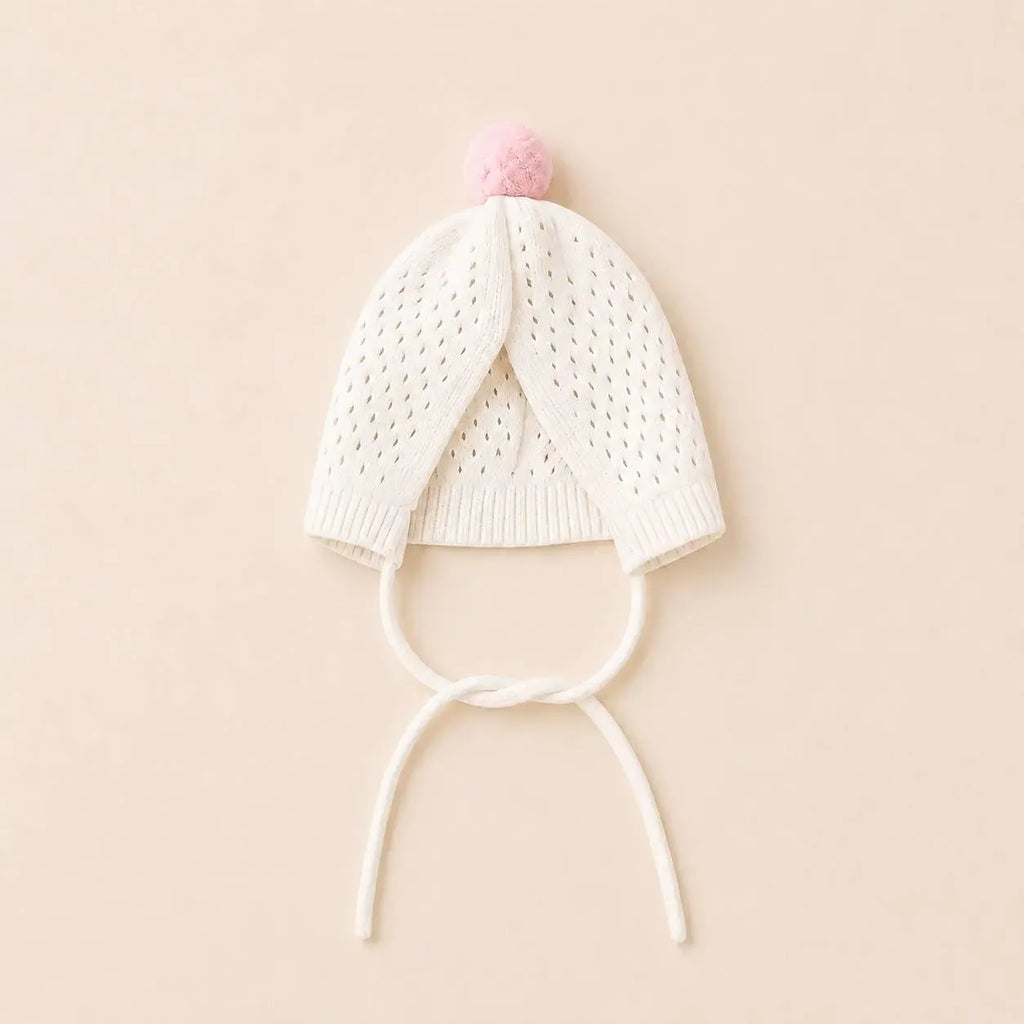 The Baby Blanket Store Crib Blanket 32"x 40" Dove White / One Size Pink Rose Pointelle Knit Baby Blanket, Bonnet & Booties Set