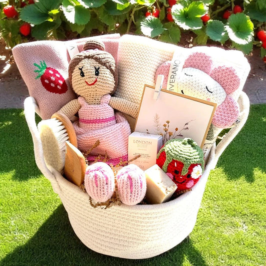 The Baby Blanket Store Gift Basket Organic Baby Gift Basket | Pointelle & Ballerina Theme