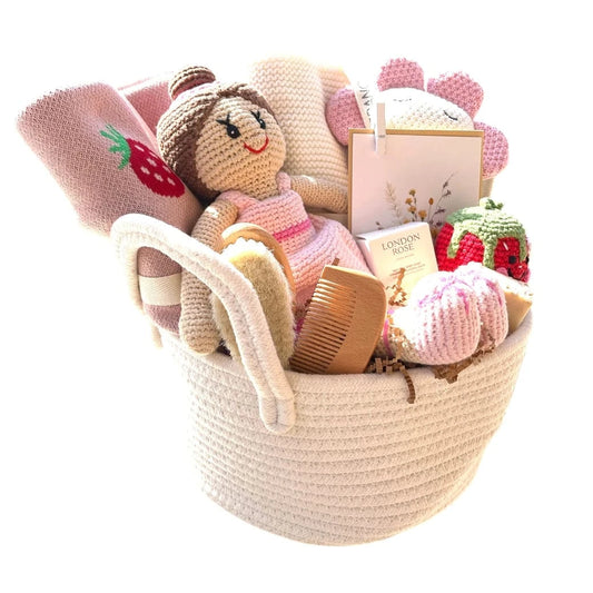 The Baby Blanket Store Gift Basket Organic Baby Gift Basket | Pointelle & Ballerina Theme