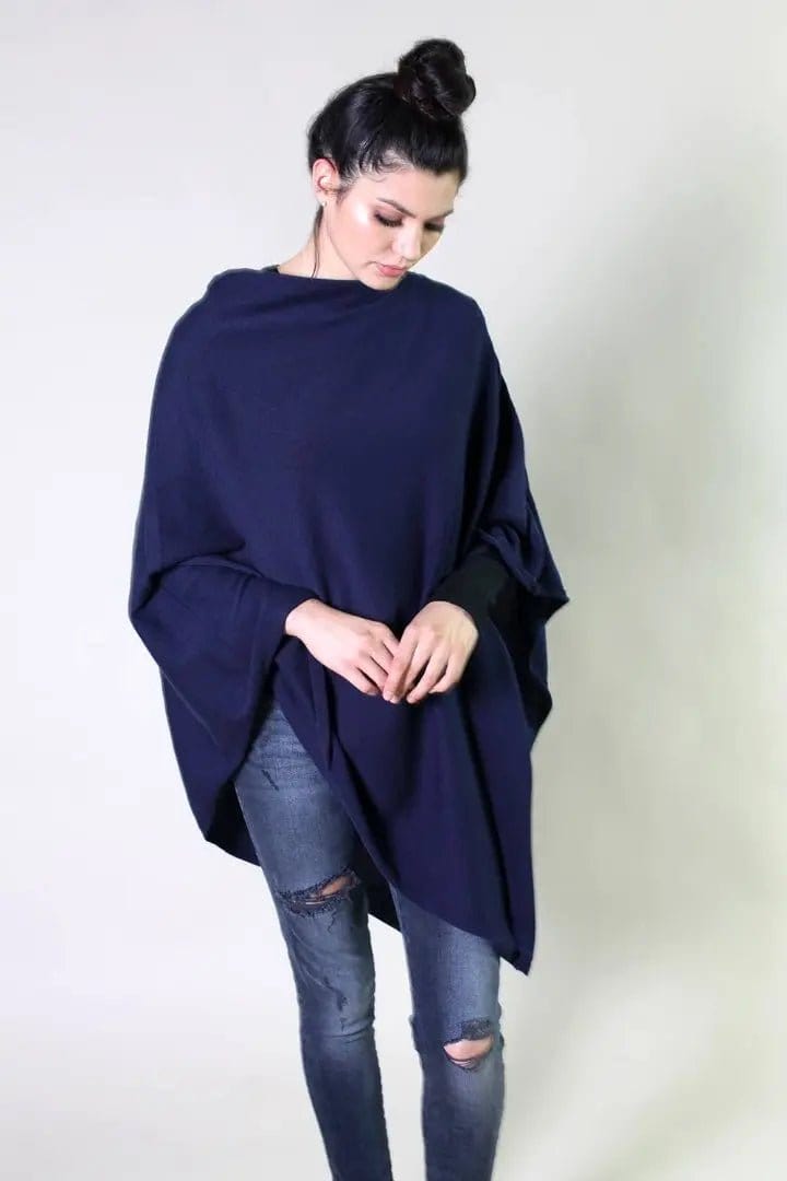The Baby Blanket Store Sweater Knit Poncho Navy / Classic Ponchos for Women - Soft, Versatile Knit Poncho for All Seasons.