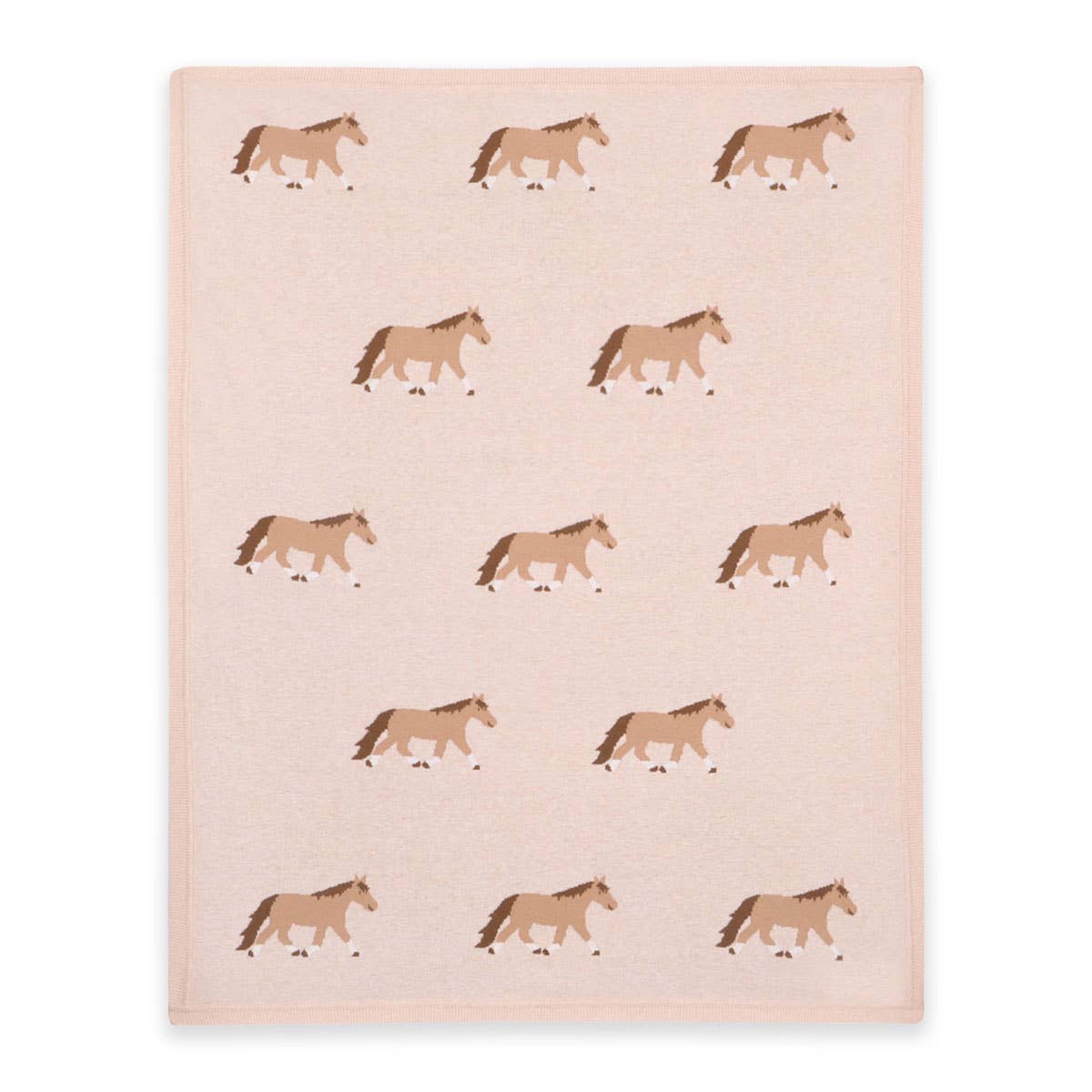 Viverano Organics One Size / Oatmeal Heather Pony Snuggles - Organic Cotton Jacquard Knit Baby Blanket