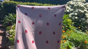 Strawberry 3D | Organic Cotton Jacquard Knit Baby Blanket