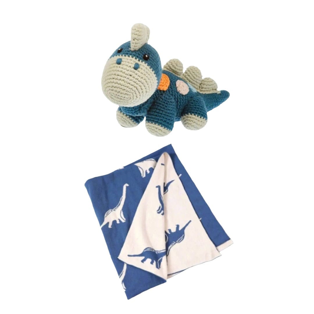 The Baby Blanket Store Bundle Reversible Jacquard Baby Blanket &amp; Stegosaurus Plush Bundle | Organic Cotton