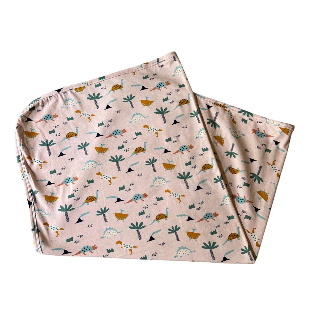 Reversible Organic Cotton Jersey Baby Blanket | Dino Print - Crib Blanket 34" x 34" - The Baby Blanket Store - at The Baby Blanket Store. (Blush, )