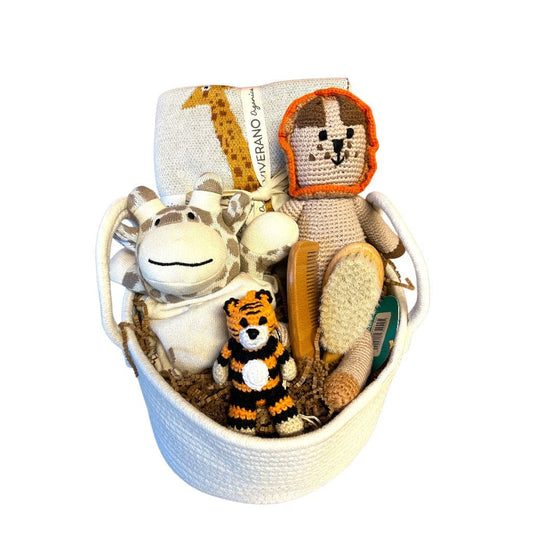 The Baby Blanket Store Gift Basket Organic Baby Gift Basket | Savannah Safari Animal Set