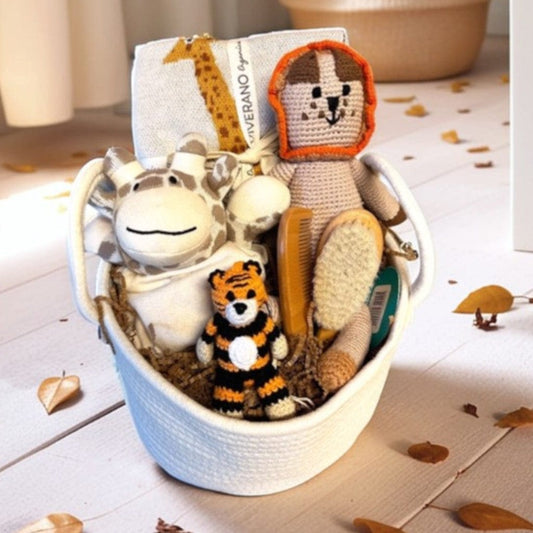 The Baby Blanket Store Gift Basket Organic Baby Gift Basket | Savannah Safari Animal Set
