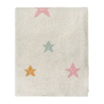 Viverano Organics Crib Blanket 30" x 42" One Size Stars | Organic Cotton Jacquard Sweater Knit Baby Blanket