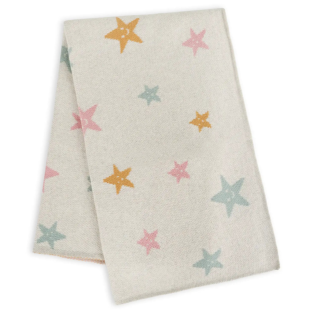 Viverano Organics Crib Blanket 30" x 42" One Size Stars | Organic Cotton Jacquard Sweater Knit Baby Blanket