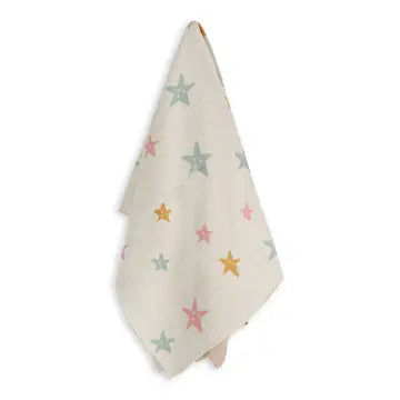 Viverano Organics Crib Blanket 30" x 42" One Size Stars | Organic Cotton Jacquard Sweater Knit Baby Blanket