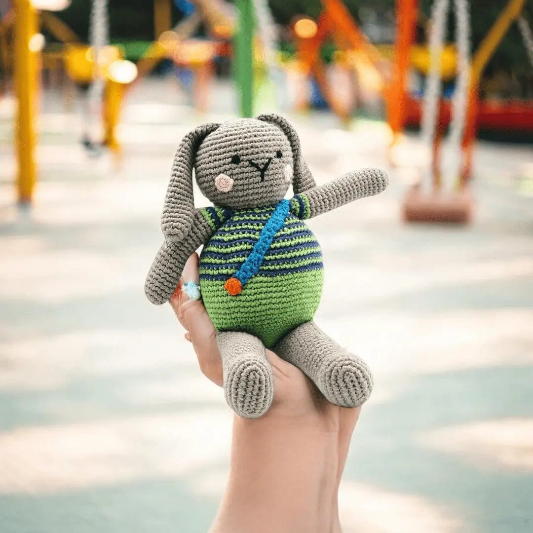 The Baby Blanket Store Stuffed Animal Apple Green Bunny | Handmade Organic Cotton Stuffed Animal