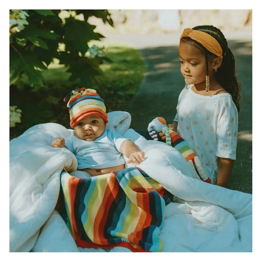 The Baby Blanket Store Stuffed Animal Colorful Bunny | Handmade Organic Cotton Stuffed Animal