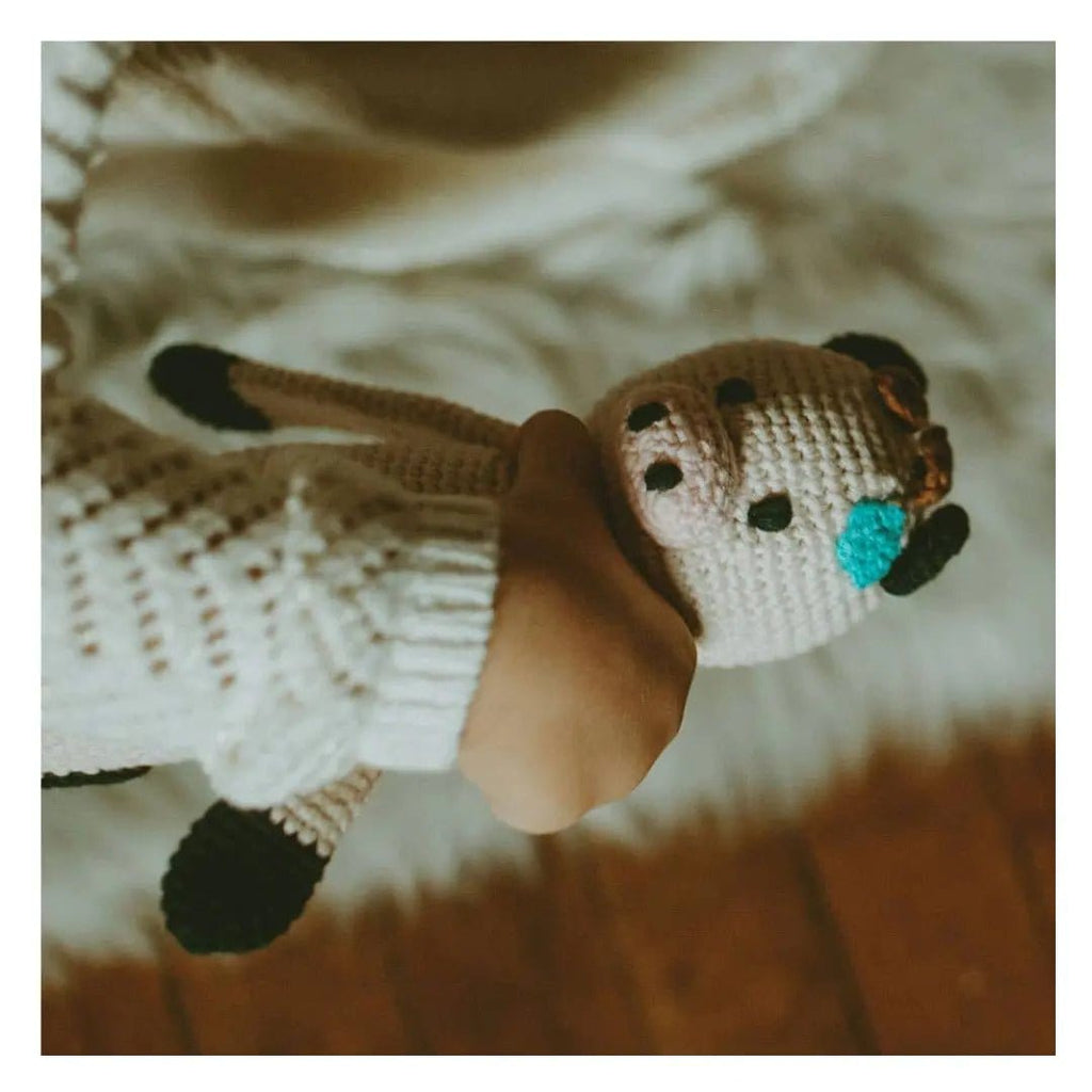 The Baby Blanket Store Stuffed Animal Cow | Handmade Organic Cotton Stuffed Animal with Gentle Rattle