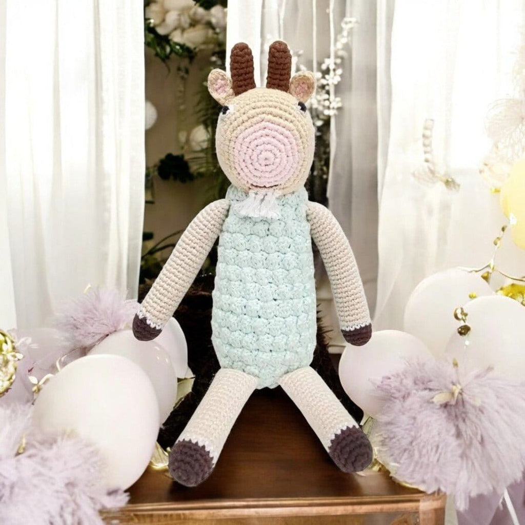 The Baby Blanket Store Stuffed Animal Goat | Handmade Organic Cotton Stuffed Animal