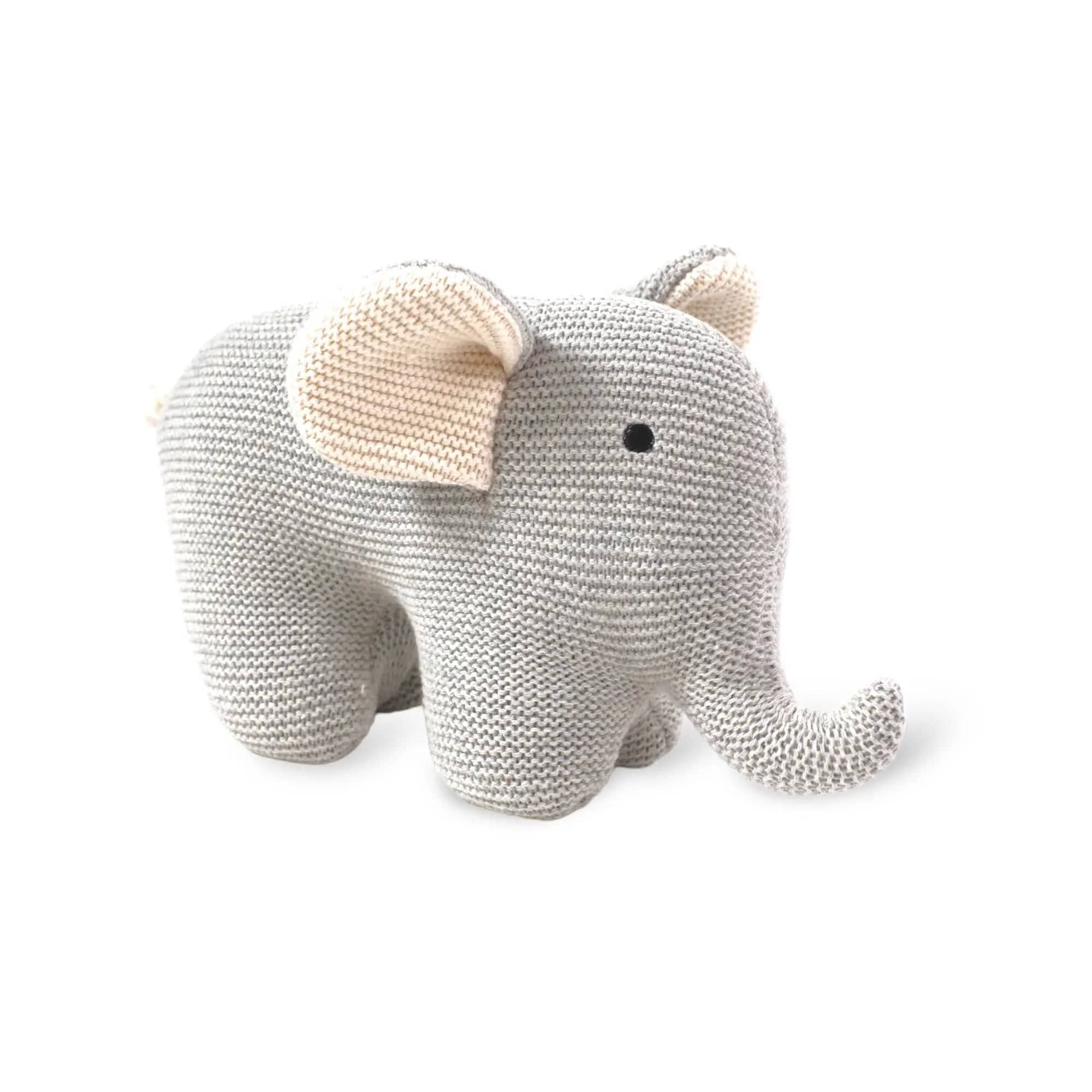 The Baby Blanket Store Stuffed Animal Elephant | Handmade Organic Cotton Knit Stuffed Animal