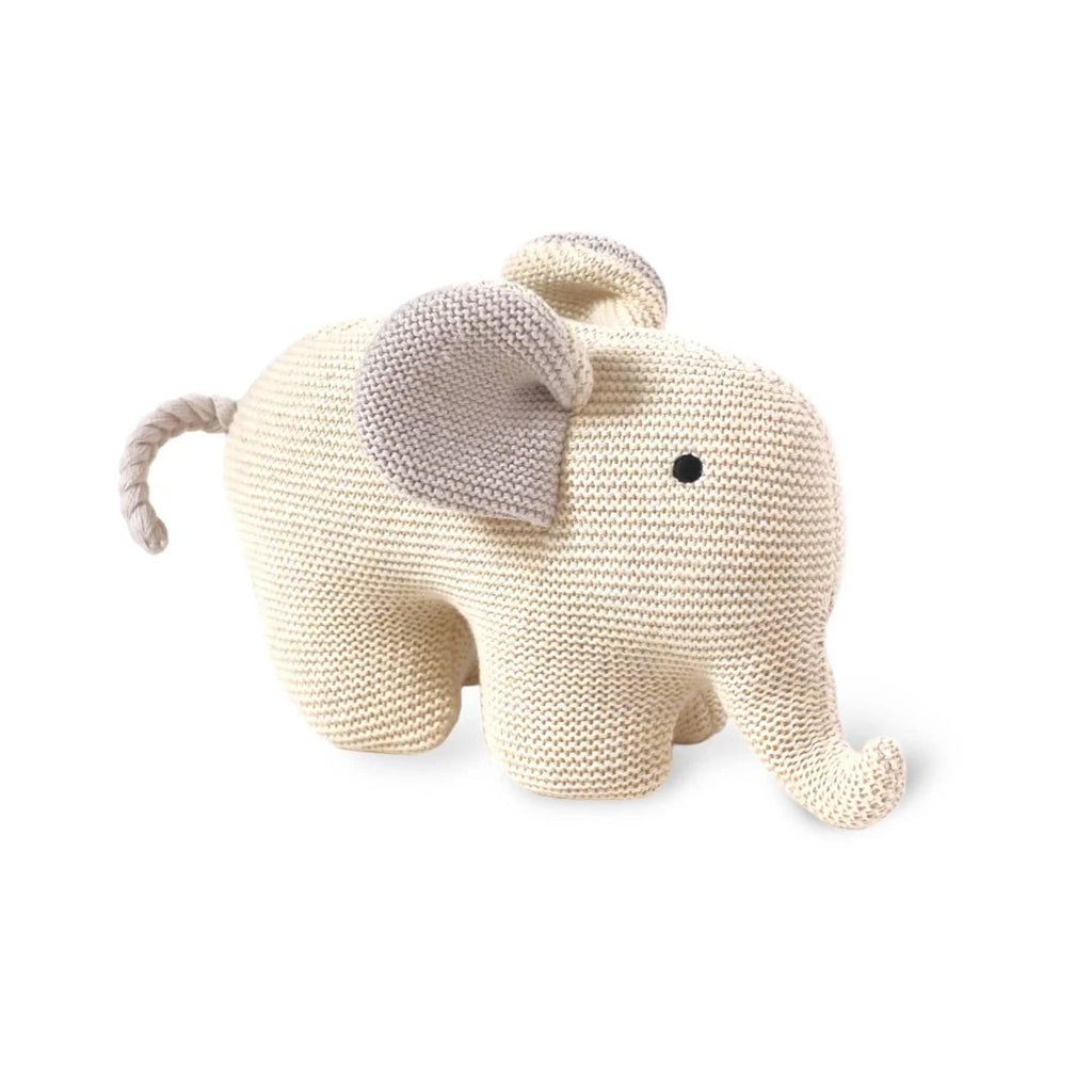 The Baby Blanket Store Stuffed Animal Natural Heather / One Size Elephant | Handmade Organic Cotton Knit Stuffed Animal
