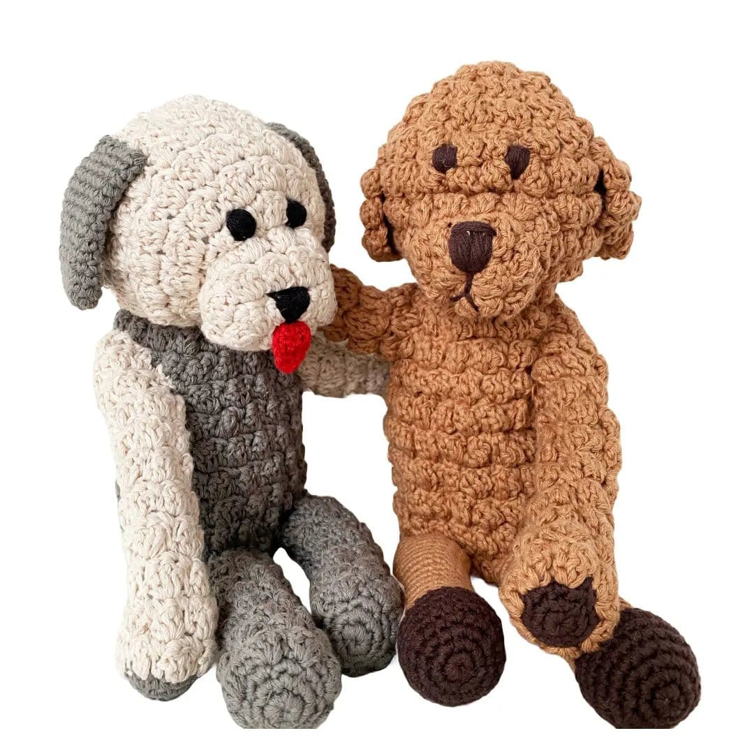 The Baby Blanket Store Stuffed Animal Golden Doodle Puppy | Handmade Organic Cotton Stuffed Animal with Gentle Rattle