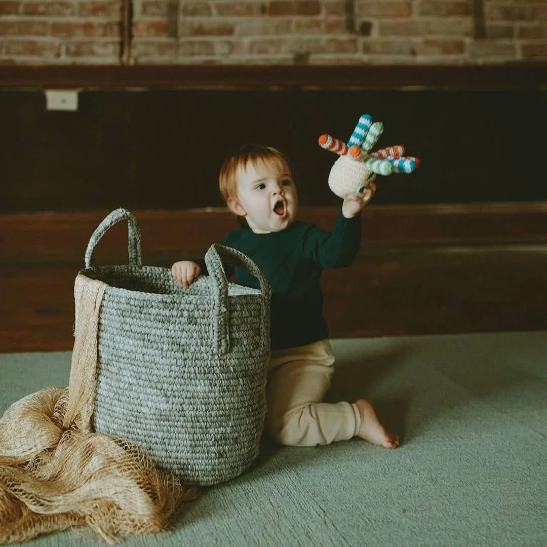 The Baby Blanket Store Stuffed Animal Happy Octopus | Handmade Organic Cotton Stuffed Animal with Gentle Rattle