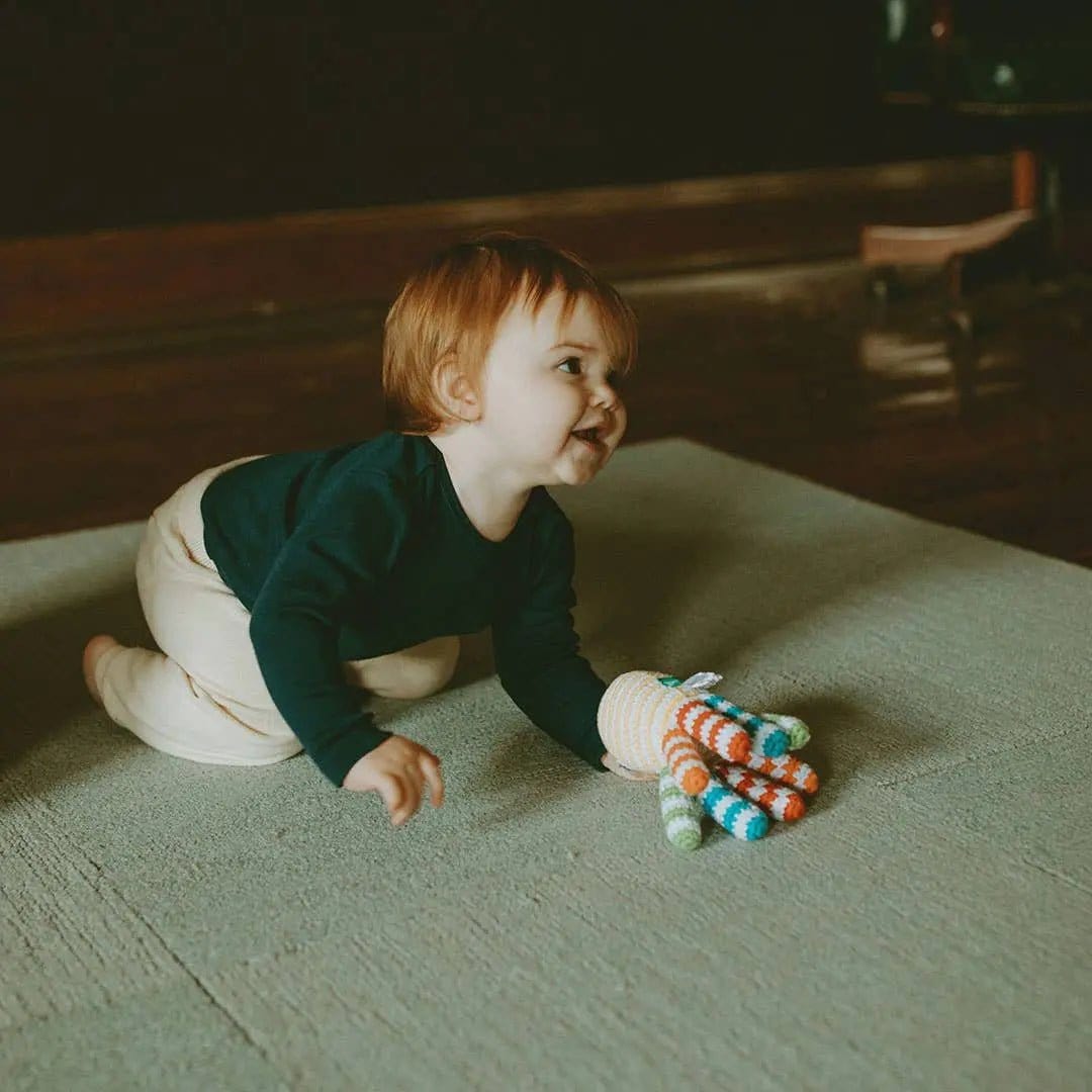 The Baby Blanket Store Stuffed Animal Happy Octopus | Handmade Organic Cotton Stuffed Animal with Gentle Rattle