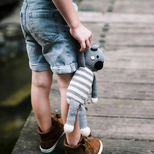 The Baby Blanket Store Stuffed Animal Koala Bear | Handmade Organic Cotton Stuffed Animal with Gentle Rattle