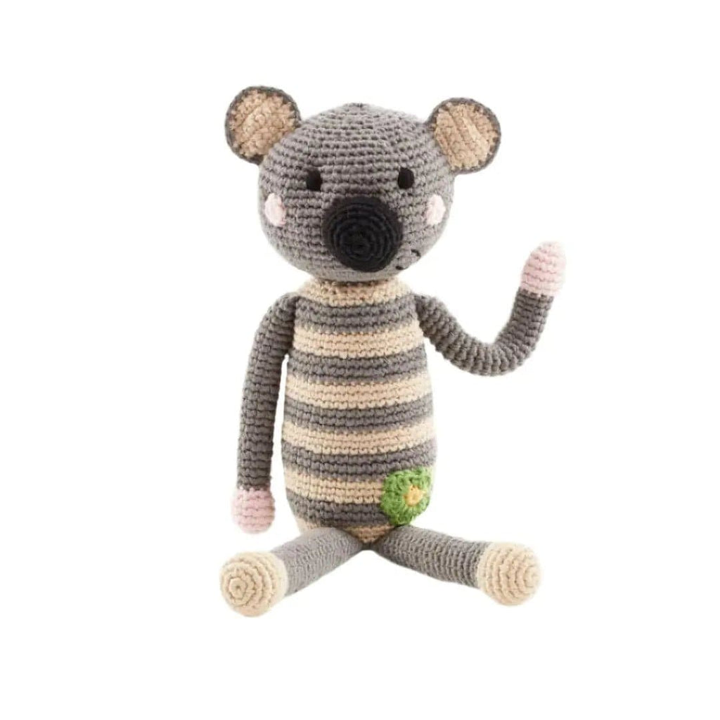 The Baby Blanket Store Stuffed Animal Koala Bear | Handmade Organic Cotton Stuffed Animal with Gentle Rattle