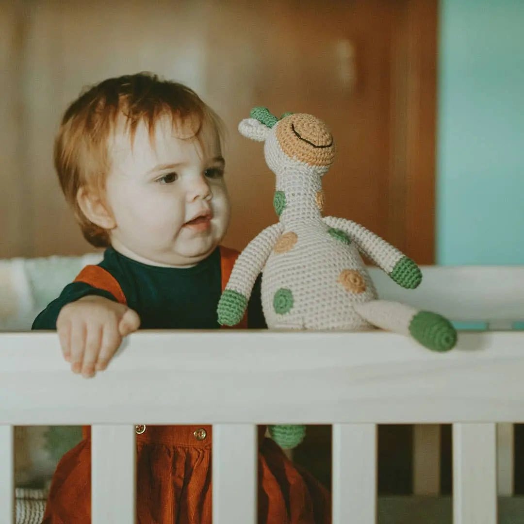 The Baby Blanket Store Stuffed Animal Safari Giraffe | Handmade Organic Cotton Stuffed Animal with Gentle Rattle