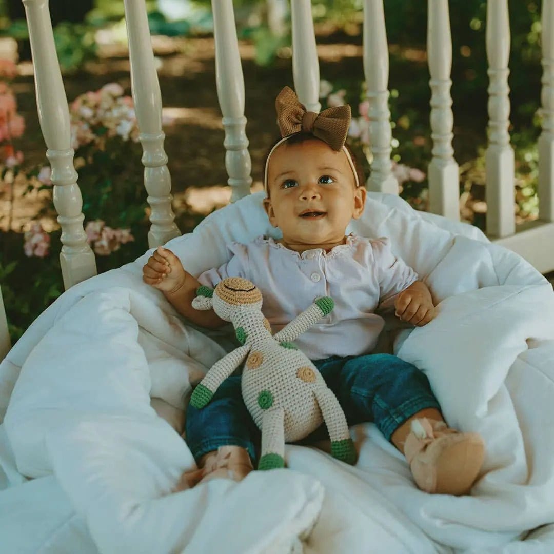 The Baby Blanket Store Stuffed Animal Safari Giraffe | Handmade Organic Cotton Stuffed Animal with Gentle Rattle