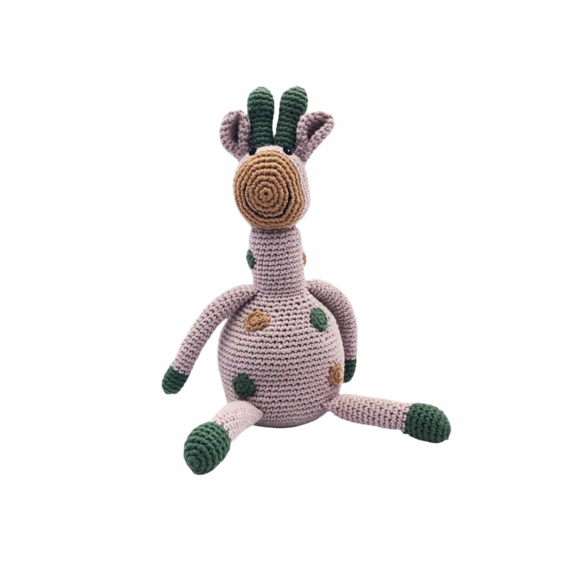 The Baby Blanket Store Stuffed Animal Safari Giraffe | Handmade Organic Cotton Stuffed Animal with Gentle Rattle