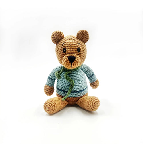 The Baby Blanket Store Stuffed Animal Duck Blue Teddy Bear | Handmade Organic Cotton Stuffed Animal