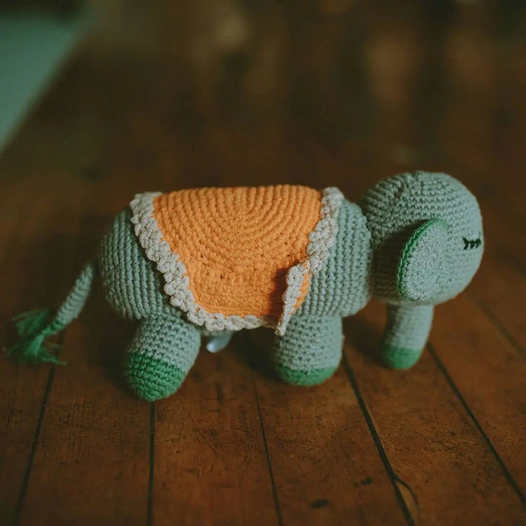 The Baby Blanket Store Stuffed Animal Safari Elephant | Handmade Organic Cotton Stuffed Animal
