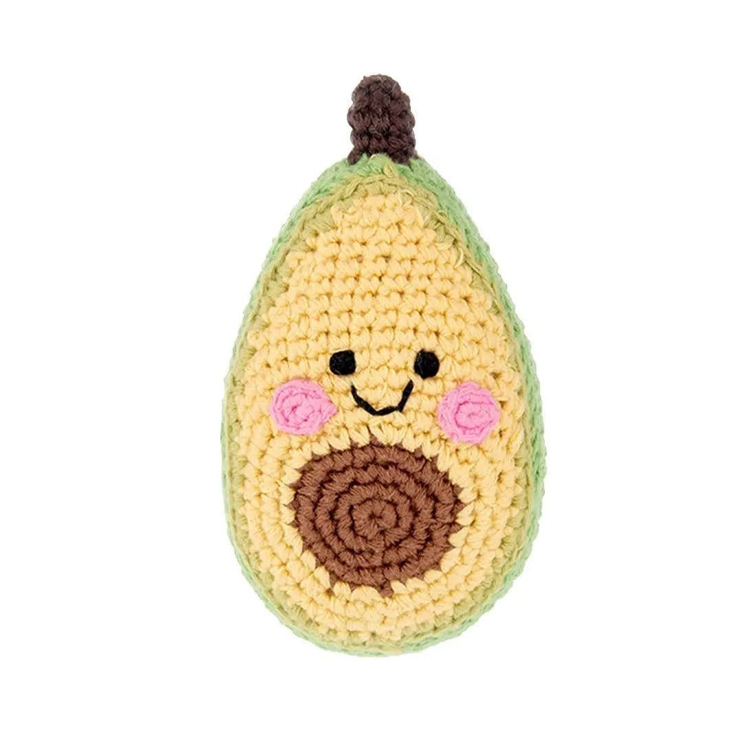 The Baby Blanket Store Stuffed Animal Avocado |  Handmade Organic Cotton Stuffed Toy with Gentle Rattle