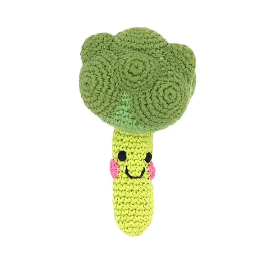 The Baby Blanket Store Bundle Broccoli & Carrot Duo | Handmade Organic Cotton Stuffed Toys with Gentle Rattles