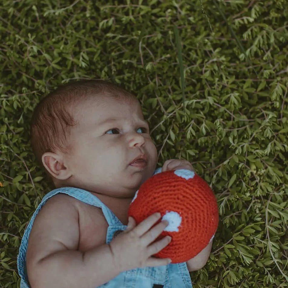 The Baby Blanket Store Stuffed Animal Mushroom | Handmade Organic Cotton Stuffed Toy with Gentle Rattle