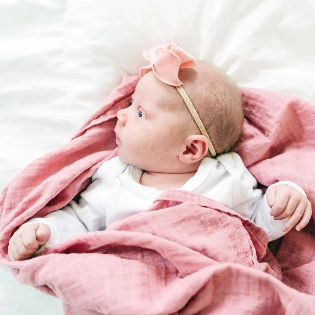 The Baby Blanket Store Crib Blanket 47" x 47" Rose Swaddle Blanket | Organic Cotton Muslin