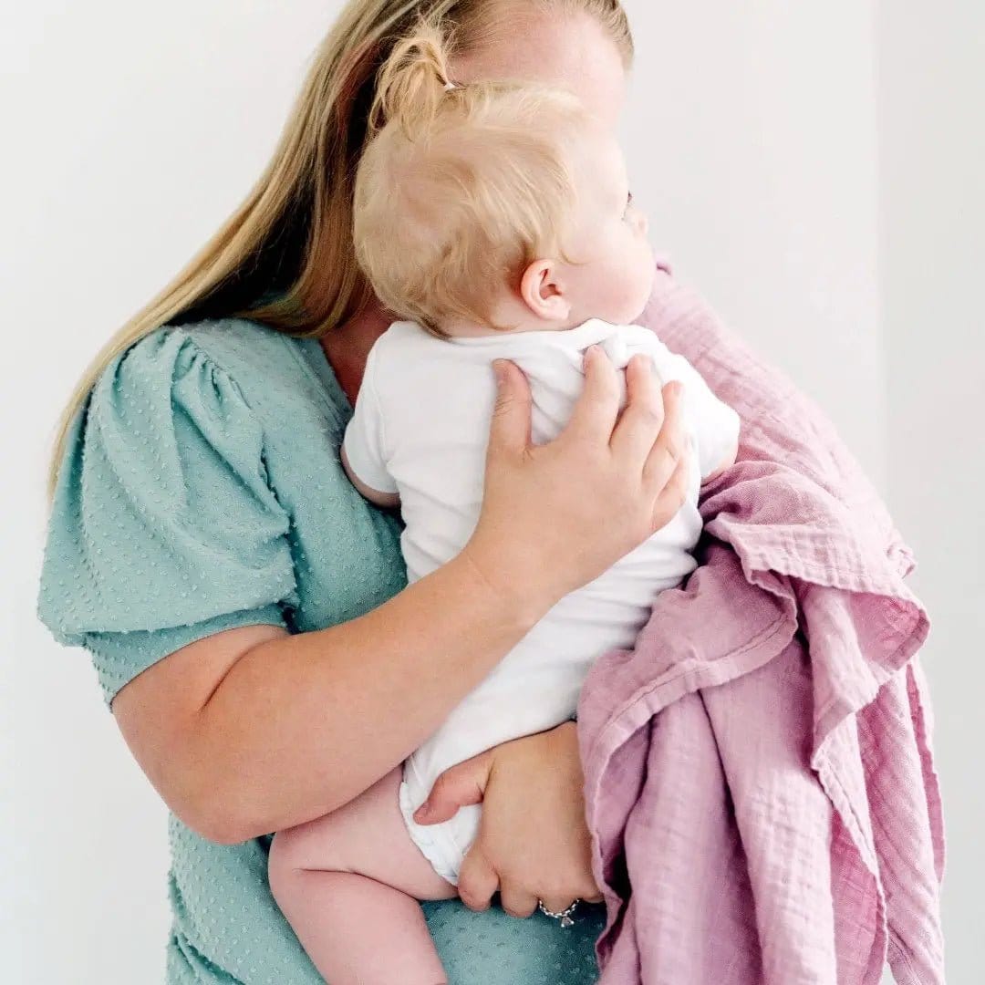 The Baby Blanket Store Muslin Swaddle 47x47 Mauve Swaddle Blanket | Organic Cotton Muslin