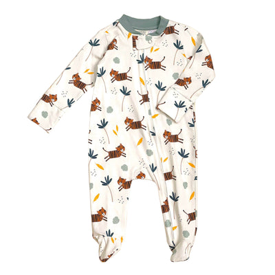 Viverano Organics Natural / 0-3M Tiger Zipper Footie Romper (Organic Cotton)