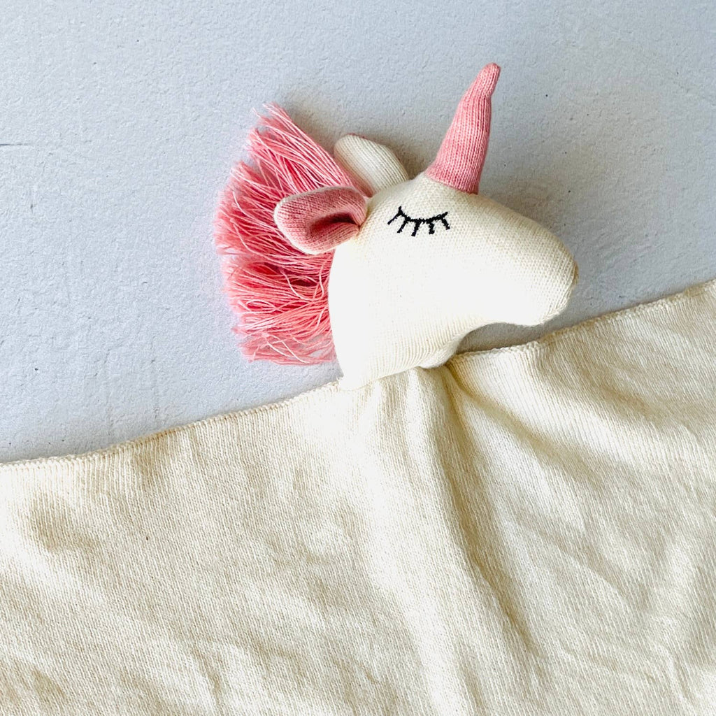 Viverano Organics Unicorn - Organic Baby Lovey Security Blanket Cuddle Cloth