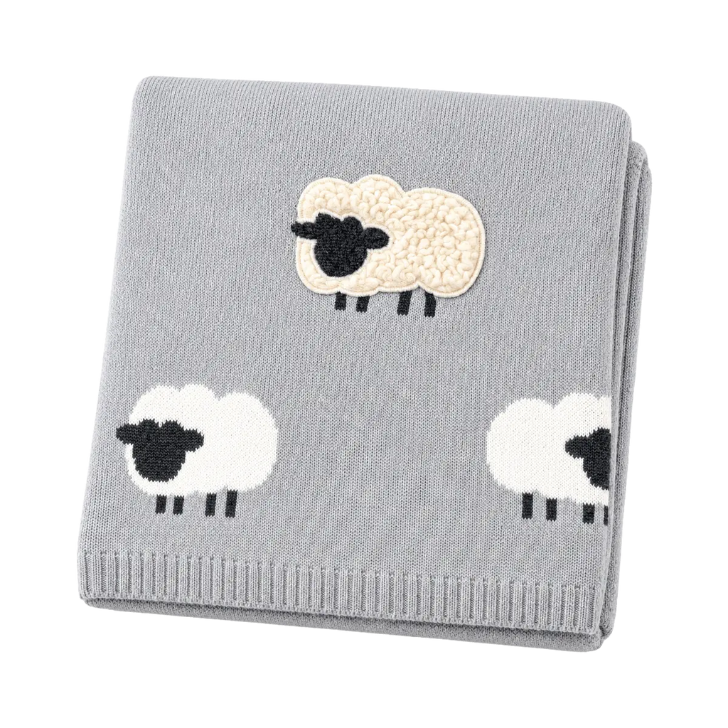 The Baby Blanket Store Crib Blanket 32"x 40" Heather Grey / One Size Woolly Lamb Organic Baby Blanket & Toy Gift Set with Pouch
