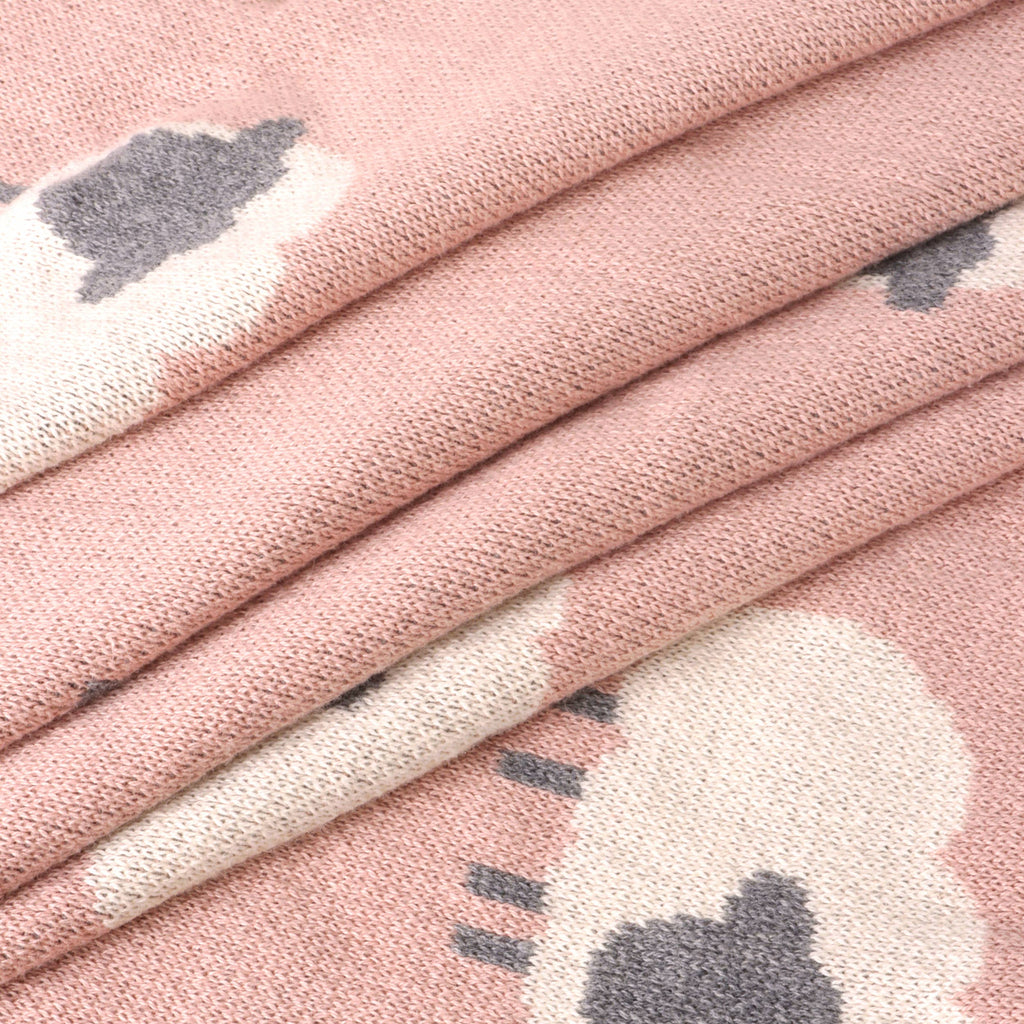 Viverano Organics Rosewood Pink / One Size Wooly Lamb 3D - Organic Cotton Jacquard Knit Baby Blanket
