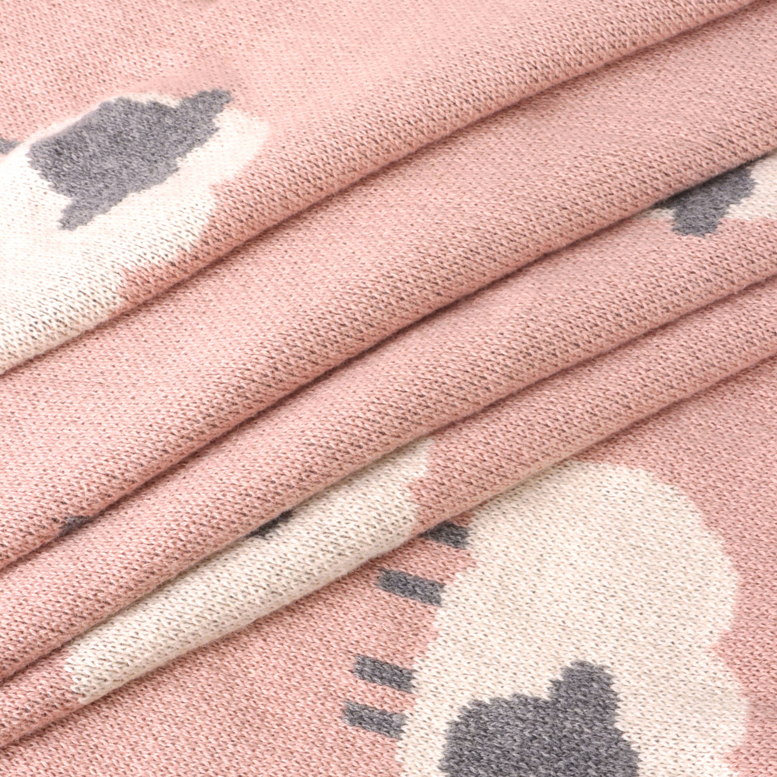 Viverano Organics Rosewood Pink / One Size Wooly Lamb 3D - Organic Cotton Jacquard Knit Baby Blanket